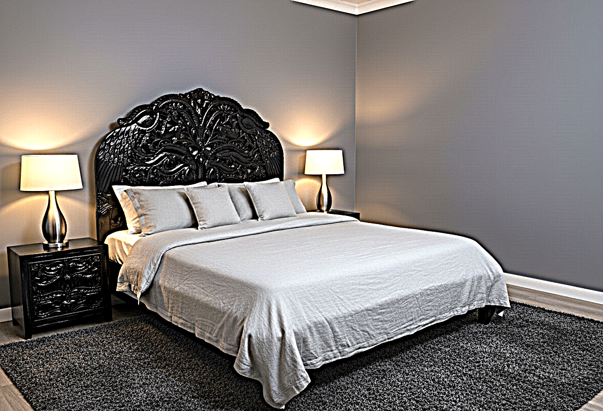 Hand Carved Indian Shajahan Bed Frame Indian Bed bedside – handcrafted solid wood furniture