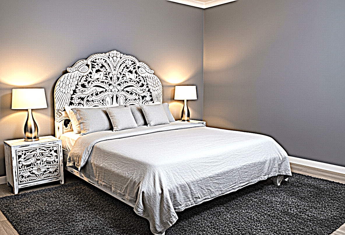 Hand Carved Indian Shajahan Bed Frame Indian Bed bedside – handcrafted solid wood furniture