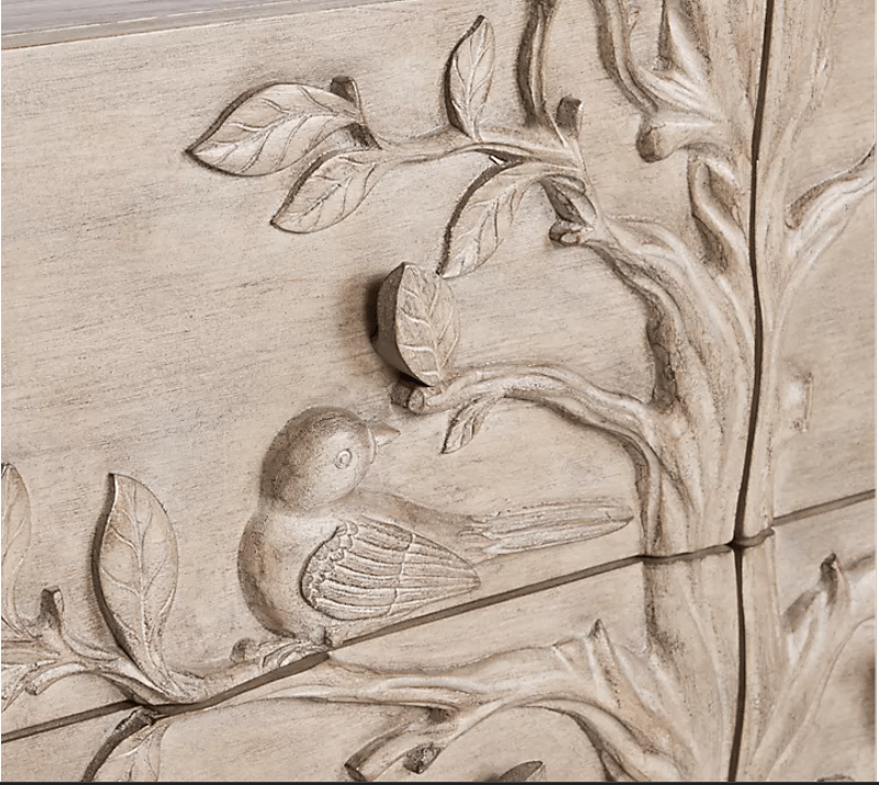 Hand Carved Ornithology Six - Drawer Dresser by Hibashi Furniture – handcrafted solid wood furniture made in India