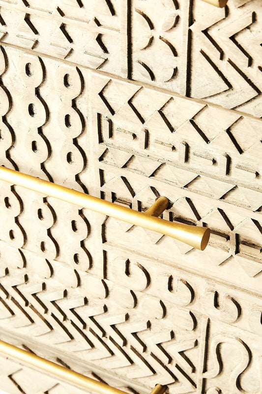 Hand Carved - Patchwork 3 Drawer Dresser – handcrafted solid wood furniture