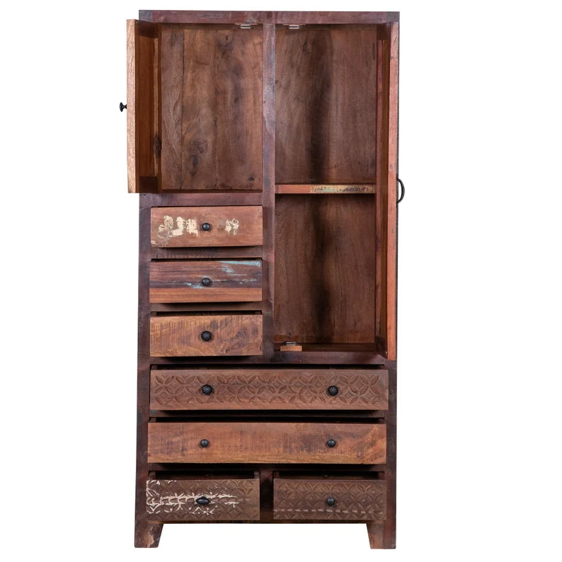 Rustic Solid Wooden Reclaimed Wardrobe Armoire