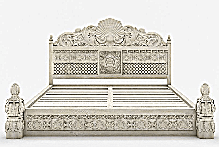 Juffair Hand Carved Solid Wood Bed by Hibashi Furniture – handcrafted solid wood furniture made in India