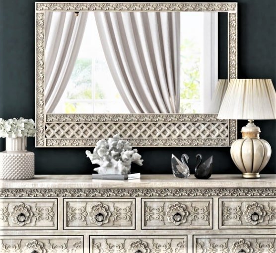 Juffair Hand Carved Wooden Mirror Frame – handcrafted solid wood furniture