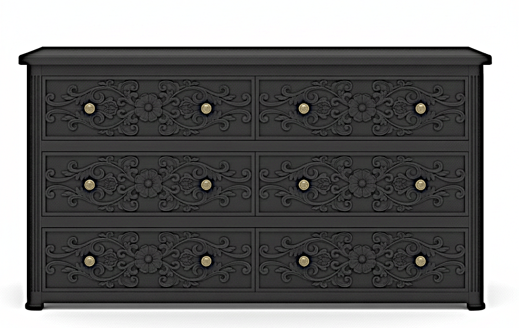 Kasbah Hand - Carved Solid Wooden 6 - Drawer Dresser by Hibashi Furniture – handcrafted solid wood furniture made in India