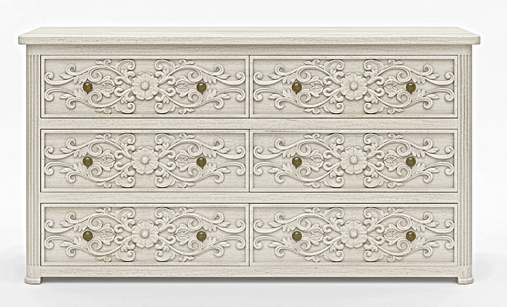 Kasbah Hand - Carved Solid Wooden 6 - Drawer Dresser by Hibashi Furniture – handcrafted solid wood furniture made in India