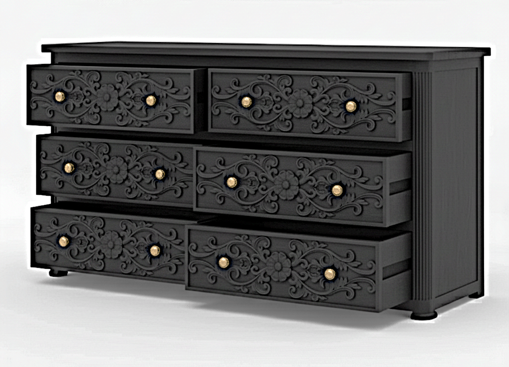 Kasbah Hand - Carved Solid Wooden 6 - Drawer Dresser by Hibashi Furniture – handcrafted solid wood furniture made in India