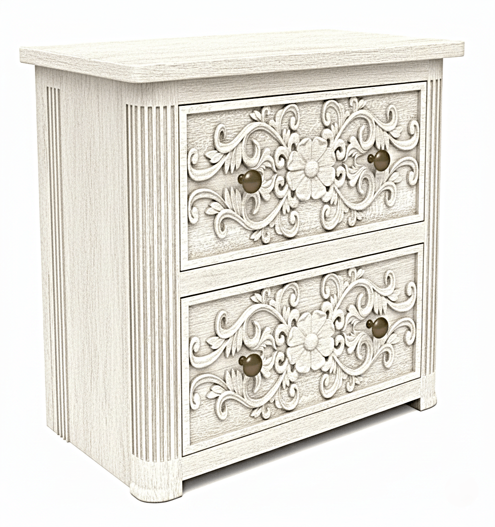 Kasbah Hand - Carved Solid Wooden Nightstand by Hibashi Furniture – handcrafted solid wood furniture made in India