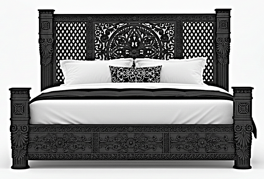 Kasbah Hand - Carved Solid Wooden Platform Bed / Bedroom Set by Hibashi Furniture – handcrafted solid wood furniture made in India