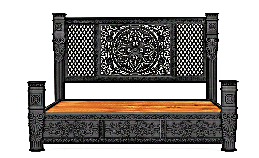 Kasbah Hand - Carved Solid Wooden Platform Bed / Bedroom Set by Hibashi Furniture – handcrafted solid wood furniture made in India