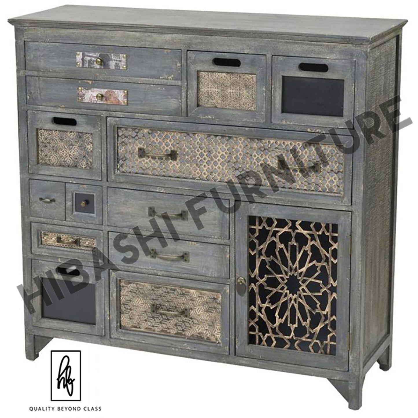 LUNI Solid Mango Wood Hand Carved Cabinet – handcrafted solid wood furniture