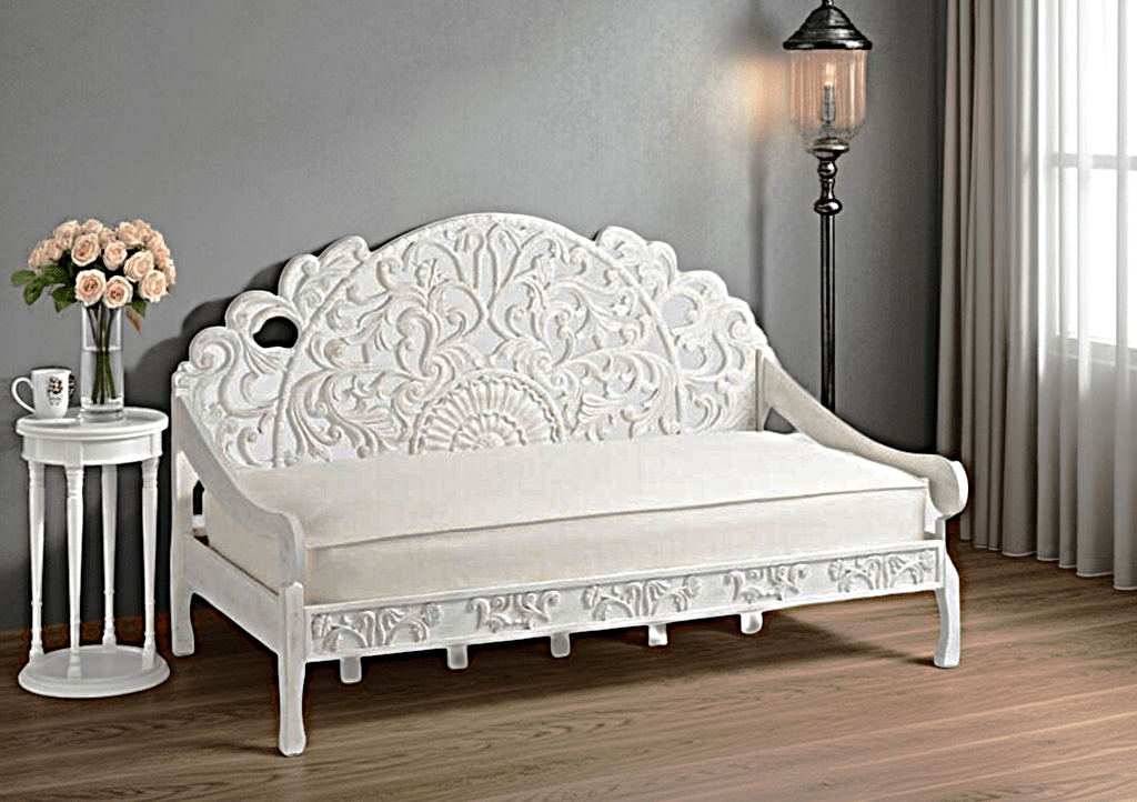 Mahal Hand Carved Indoor / Outdoor Daybed by Hibashi Furniture – handcrafted solid wood furniture made in India
