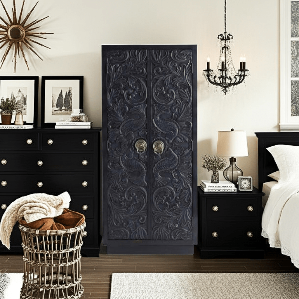Manama Hand Carved Wood Fish Nairi Storage Cabinet - HF Commercial Furniture