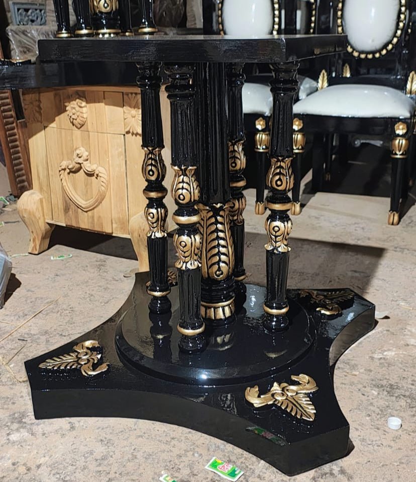 Mars Hand Carved Designer Luxury 8 Seater Dining Table Set by Hibashi Furniture – handcrafted solid wood furniture made in India