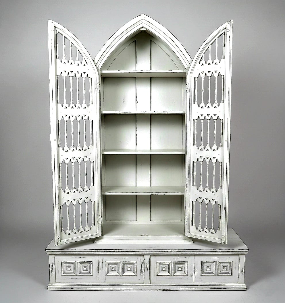 Moral Magnificent Hand Carved Solid Wooden Gothic Style Bookshelf Cabinet Set – handcrafted solid wood furniture