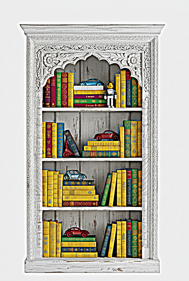 Mughal Style Indian Bookshelf – handcrafted solid wood furniture