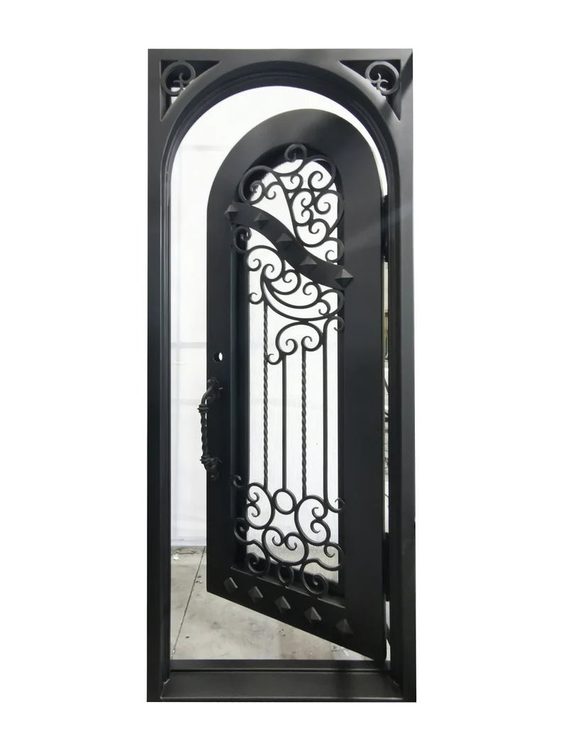 Nancy Wrought Iron Double Door Square Frame Arched by Hibashi Furniture – handcrafted solid wood furniture made in India