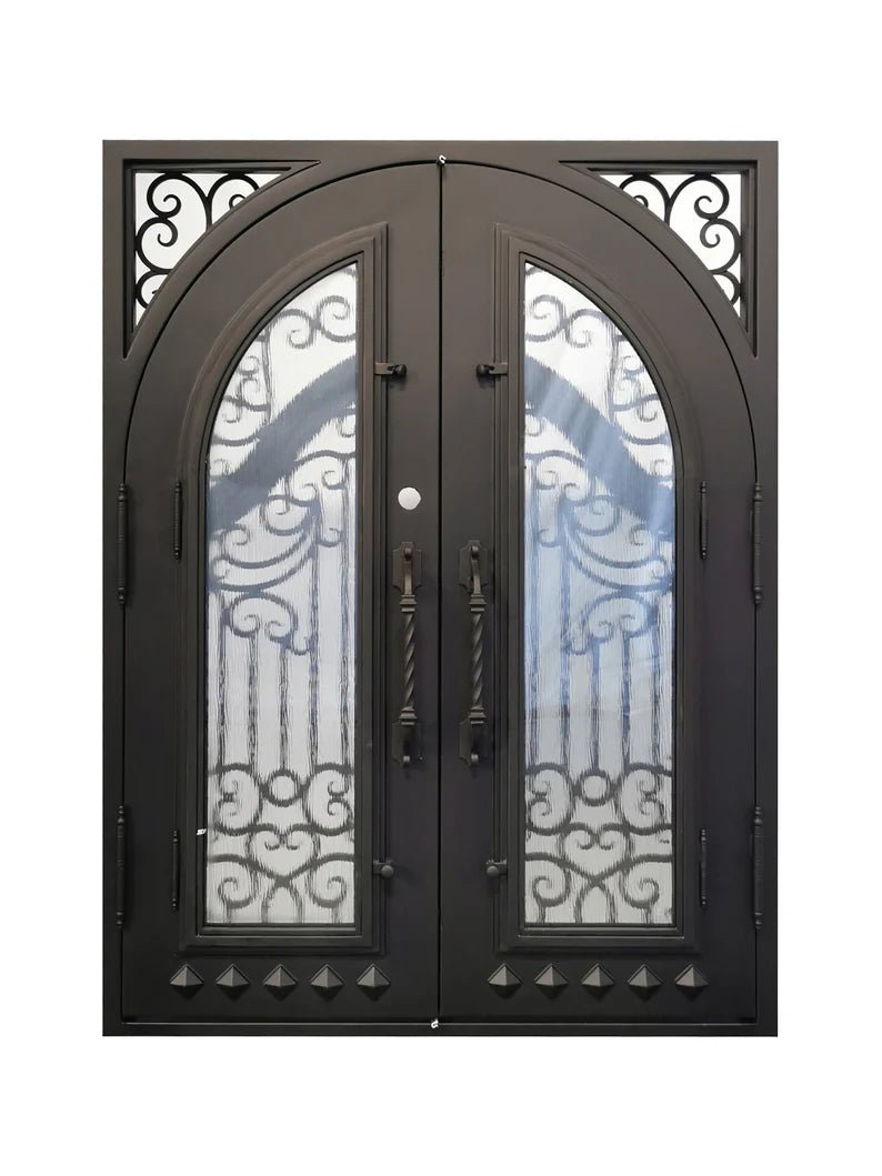 Nancy Wrought Iron Double Door Square Frame Arched by Hibashi Furniture – handcrafted solid wood furniture made in India