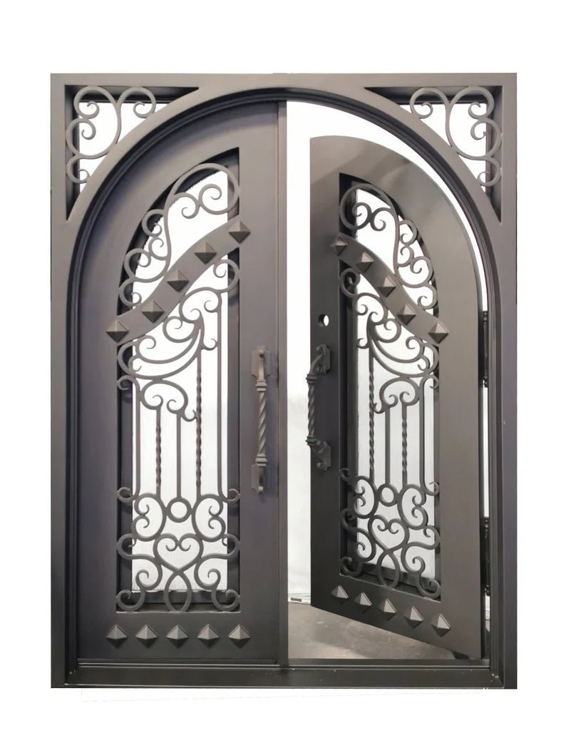 Nancy Wrought Iron Double Door Square Frame Arched by Hibashi Furniture – handcrafted solid wood furniture made in India