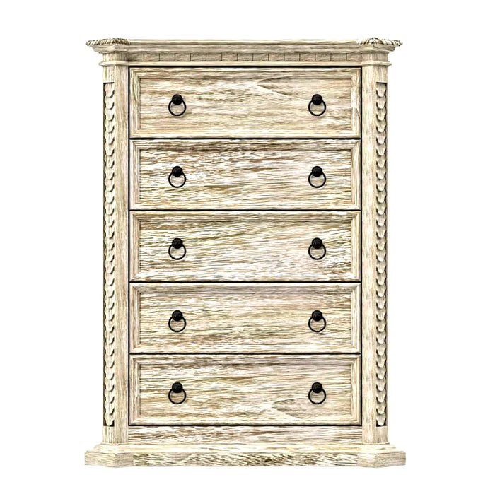 Nimbus Hand Carved Solid Wood Tall Dresser With 5 Drawers by Hibashi Furniture – handcrafted solid wood furniture made in India