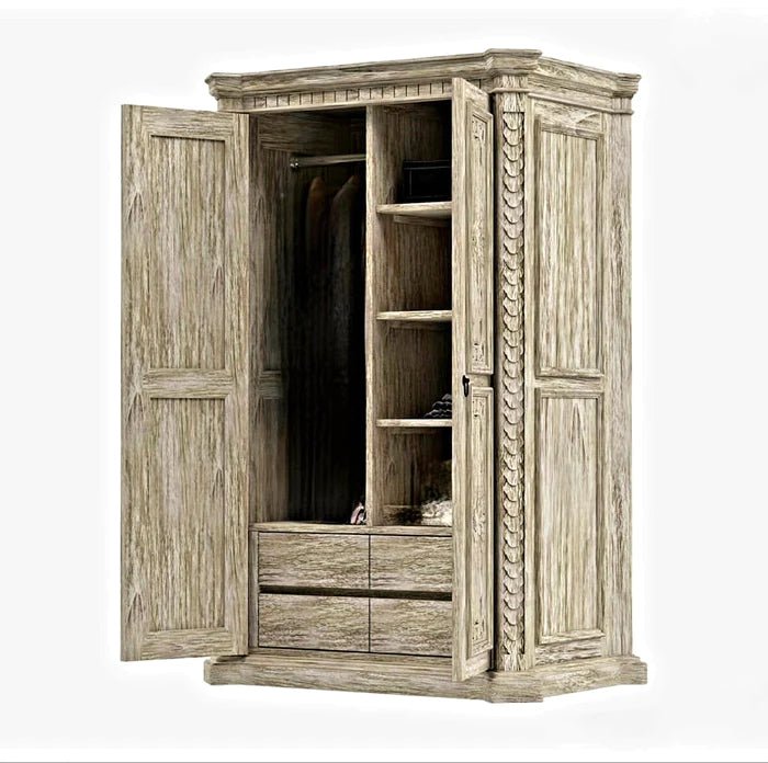 Nimbus Rustic Solid Wood Hand - Carved Armoire With 4 Drawers – handcrafted solid wood furniture
