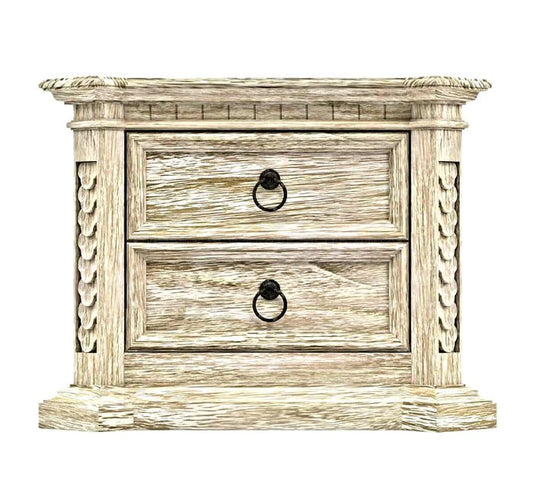 Nimbus Rustic Solid Wood Hand - Carved Nightstand With 2 Drawers – handcrafted solid wood furniture
