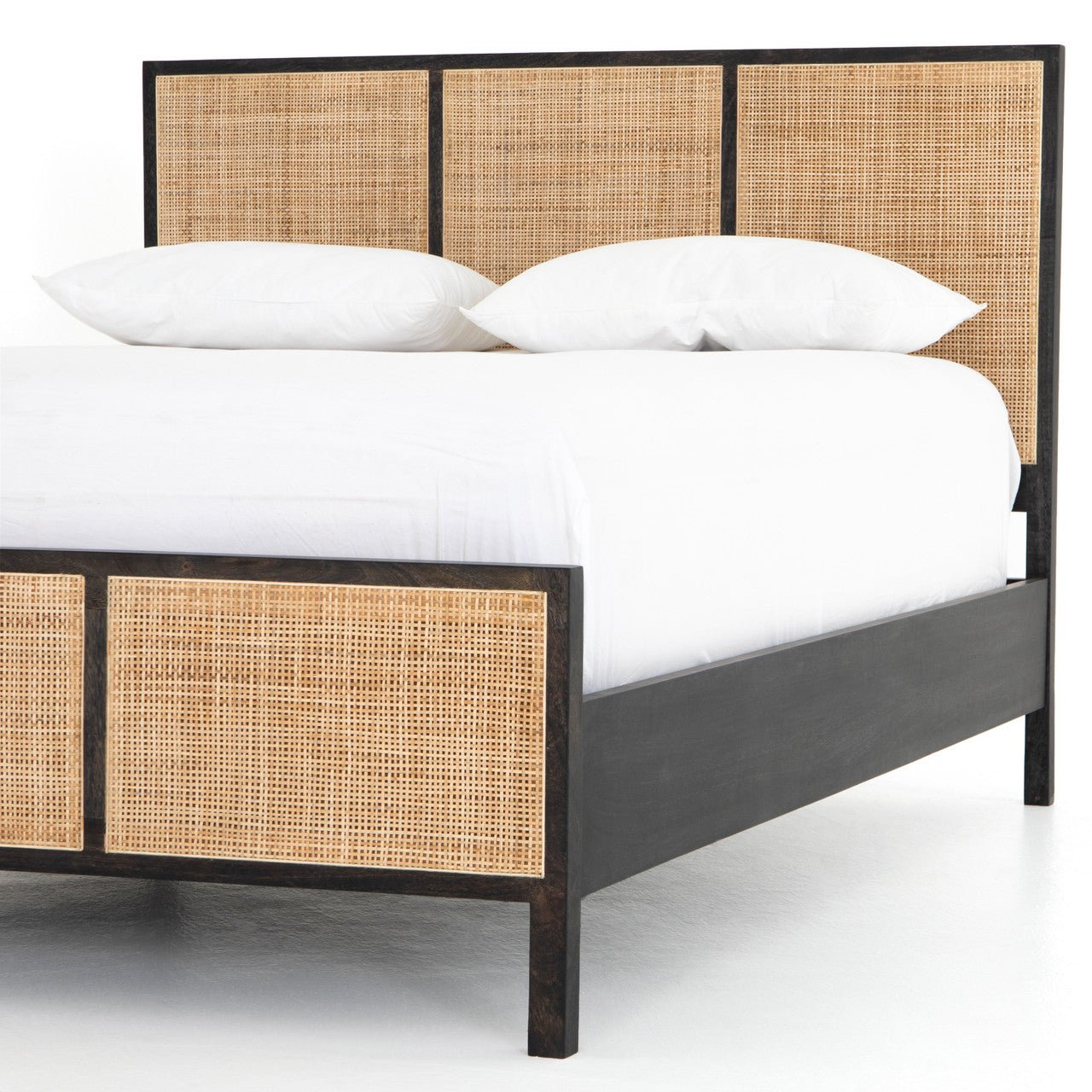 Rattan Woven Cane Platform Bed Frame by Hibashi Furniture – handcrafted solid wood furniture made in India