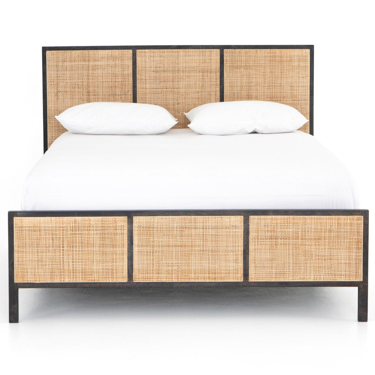 Rattan Woven Cane Platform Bed Frame by Hibashi Furniture – handcrafted solid wood furniture made in India