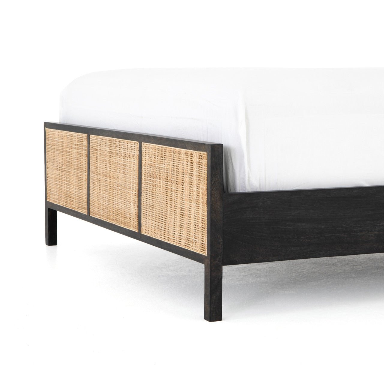 Rattan Woven Cane Platform Bed Frame by Hibashi Furniture – handcrafted solid wood furniture made in India