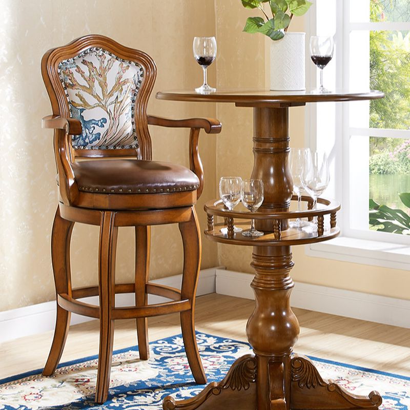 Reddish Brown Solid Wood Bar Stools with Armrest/Armless – handcrafted solid wood furniture