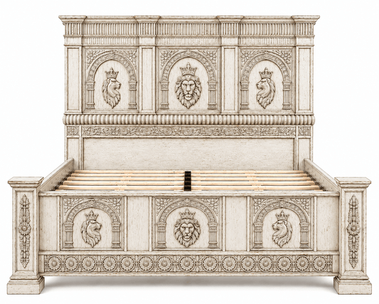 Regal Lioncrest™ Hand-Carved Solid Wood Platform Bed & Bedroom Collection – handcrafted solid wood furniture