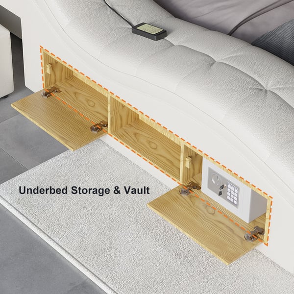Sash Tufted Upholstered Platform Bed with Massage, Storage, Led Light & Speaker – handcrafted solid wood furniture