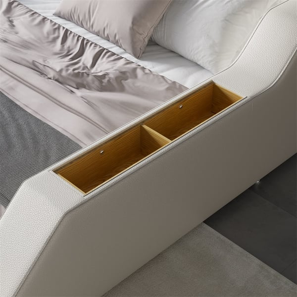 Sash Tufted Upholstered Platform Bed with Massage, Storage, Led Light & Speaker - HF Commercial Furniture