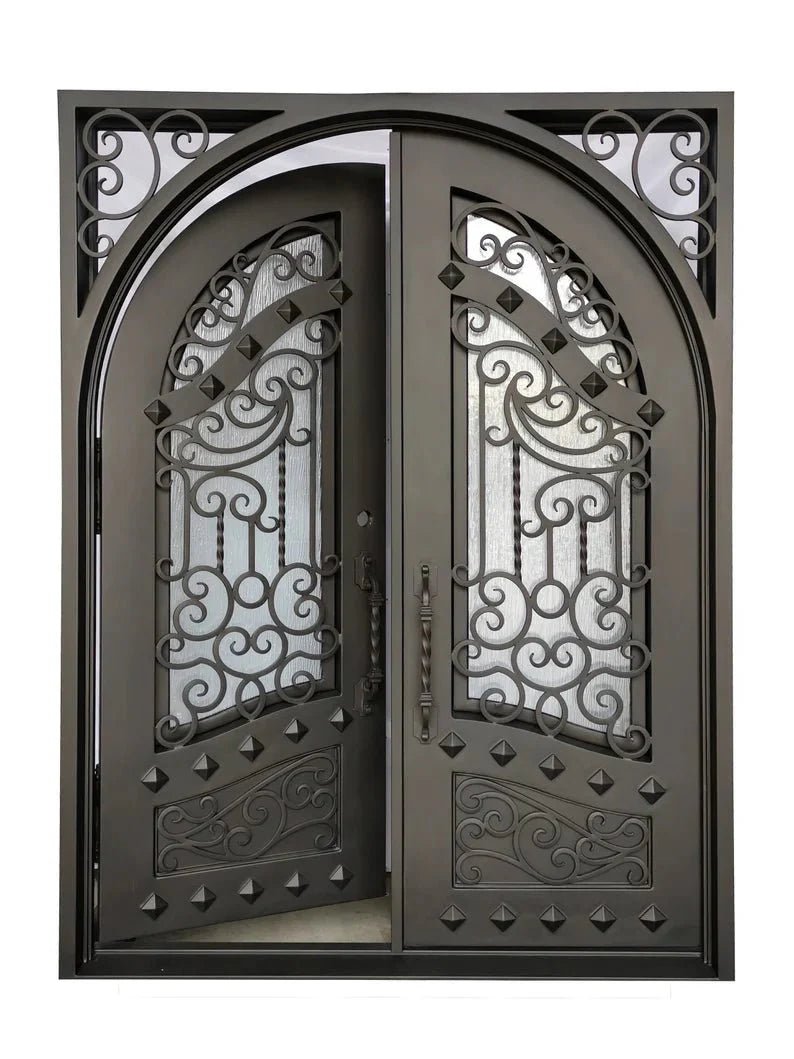 Shahen Handcrafted Wrought Iron Double Door – handcrafted solid wood furniture