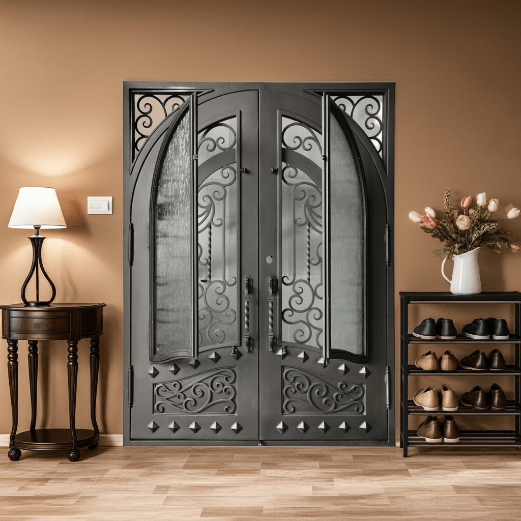 Shahen Wrought Iron Door – handcrafted solid wood furniture