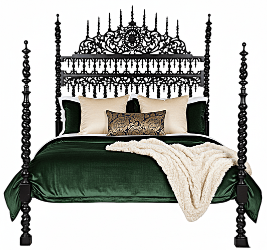 Spiral Kabak Hand Carved Solid Wooden Platform Bed – handcrafted solid wood furniture