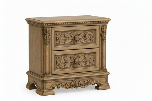 The Obsidian Crown™ Hand - Carved Solid Wood Gothic Nightstand – handcrafted solid wood furniture