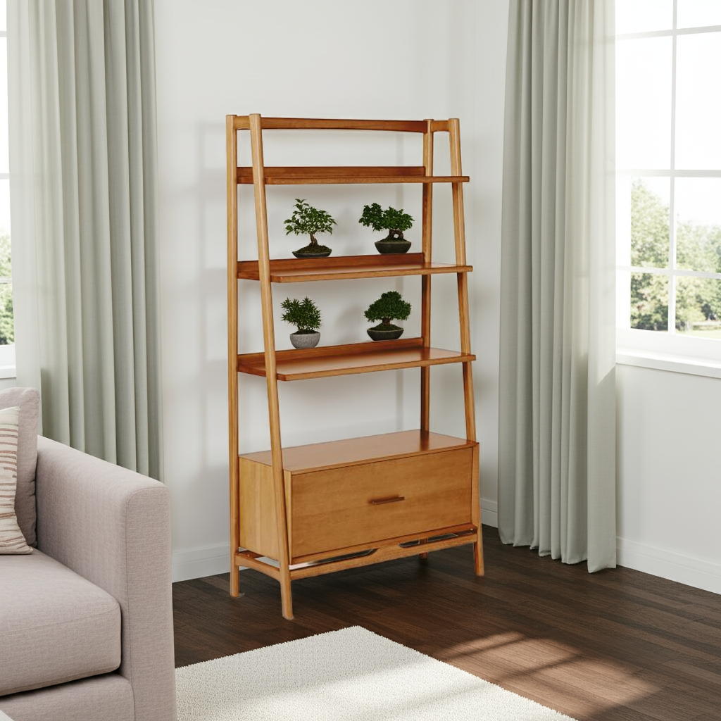 Acorn Mid-Century Bookshelf with Drawer
