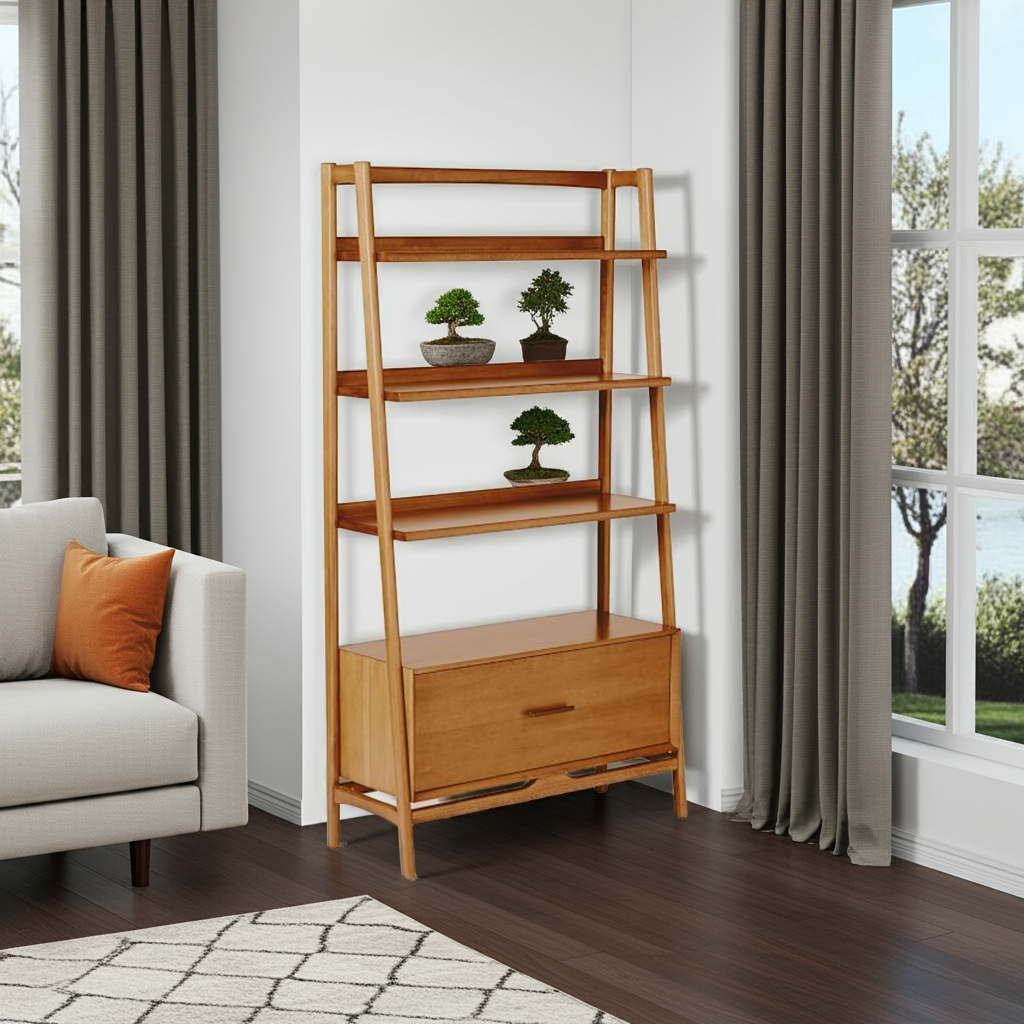 Acorn Mid-Century Bookshelf with Drawer