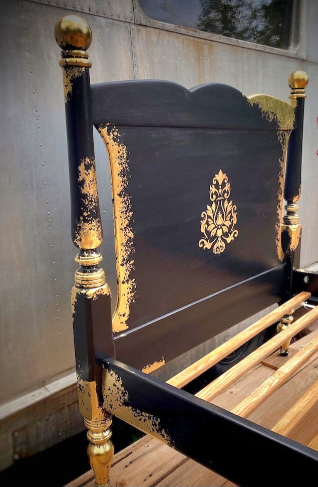 Royal Mirage Hand Carved Solid Wood Golden Accent Bed Frame