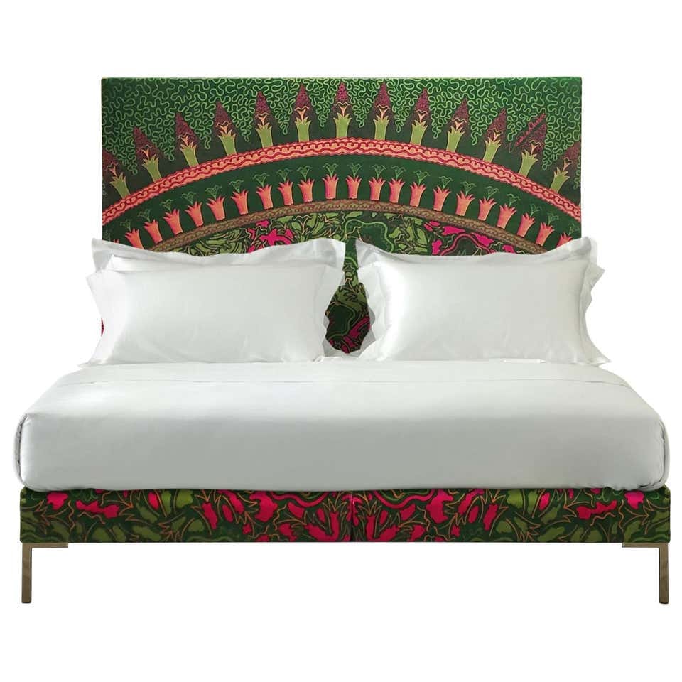 Hamala Solid Mango Wood Hand Painted And Hand Carved Bed Frame