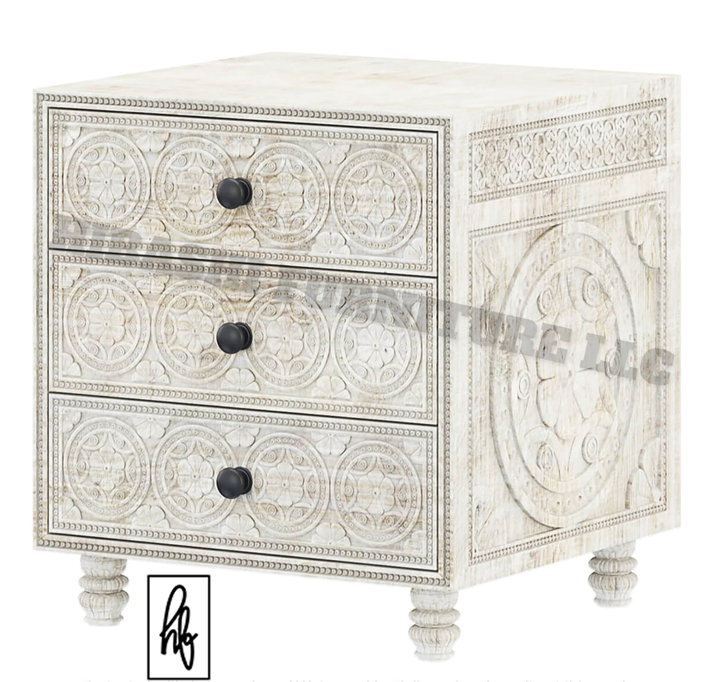 KHALIFA Hand carved Bedside Table