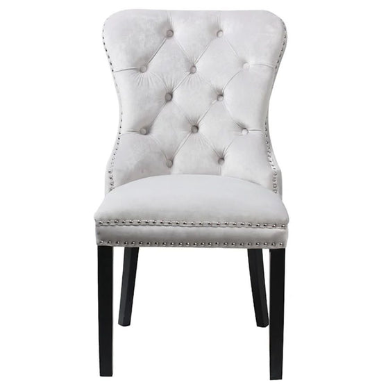 ALAPAN Velvet Grey Tufted Ring Back Chair – handcrafted solid wood furniture