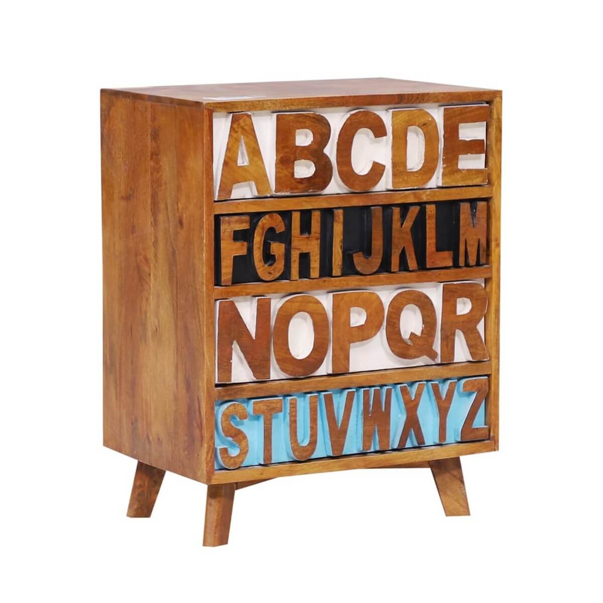 Alina Rustic Reclaimed Wood 4 Drawer End Table - HF Commercial Furniture
