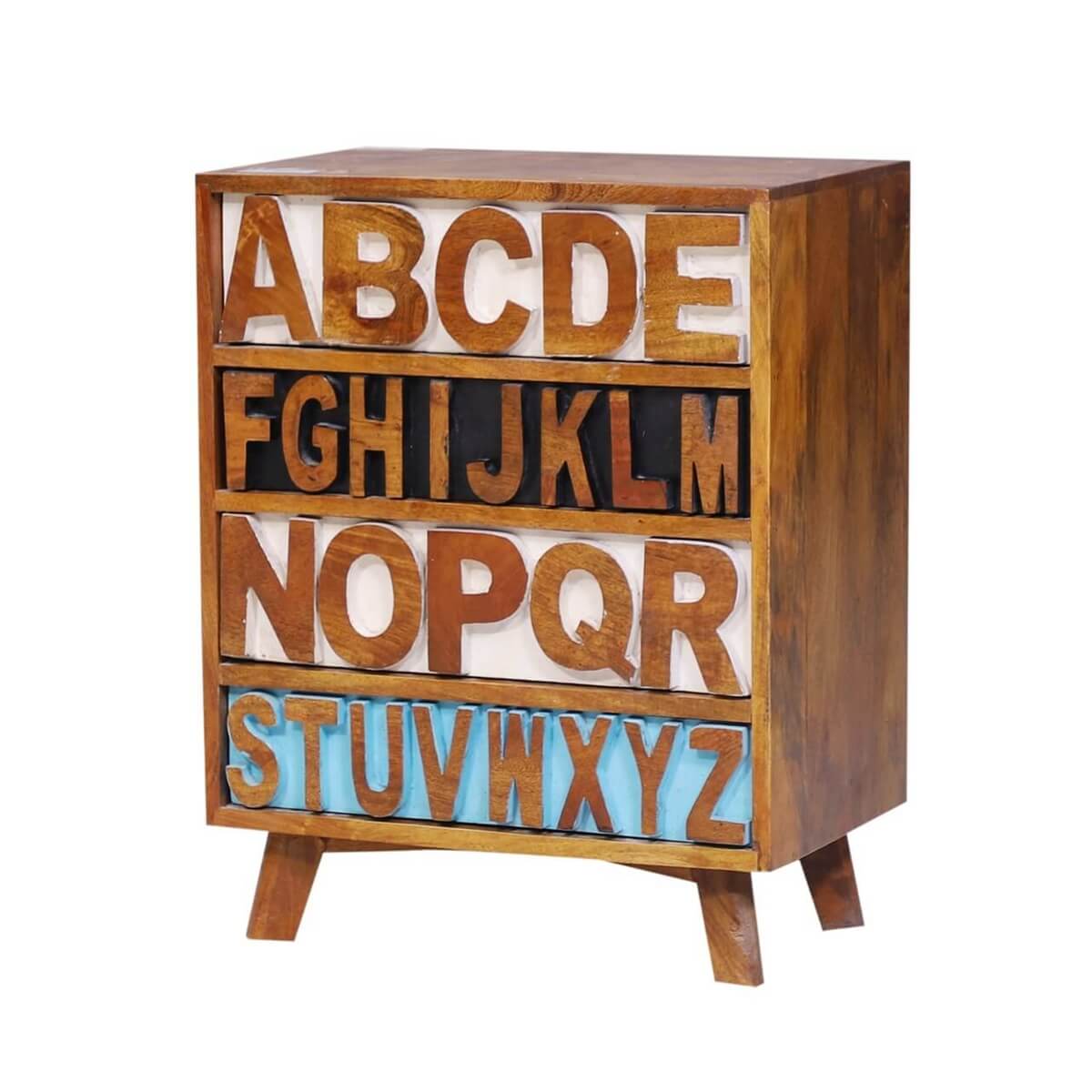 Alina Rustic Reclaimed Wood 4 Drawer End Table - HF Commercial Furniture