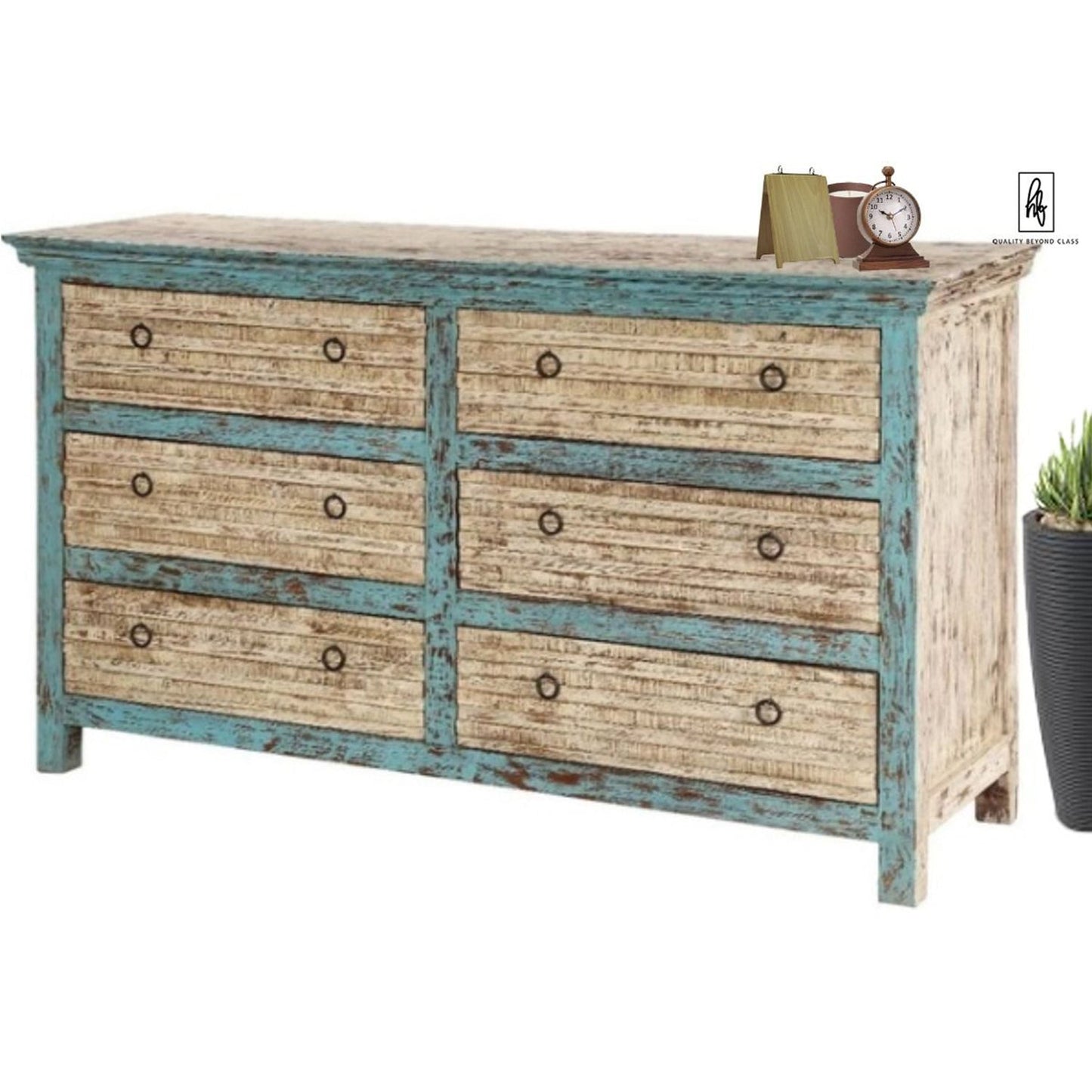 ANGEL Mango Wood Bedroom Dresser With Six Drawers by Hibashi Furniture – handcrafted solid wood furniture made in India