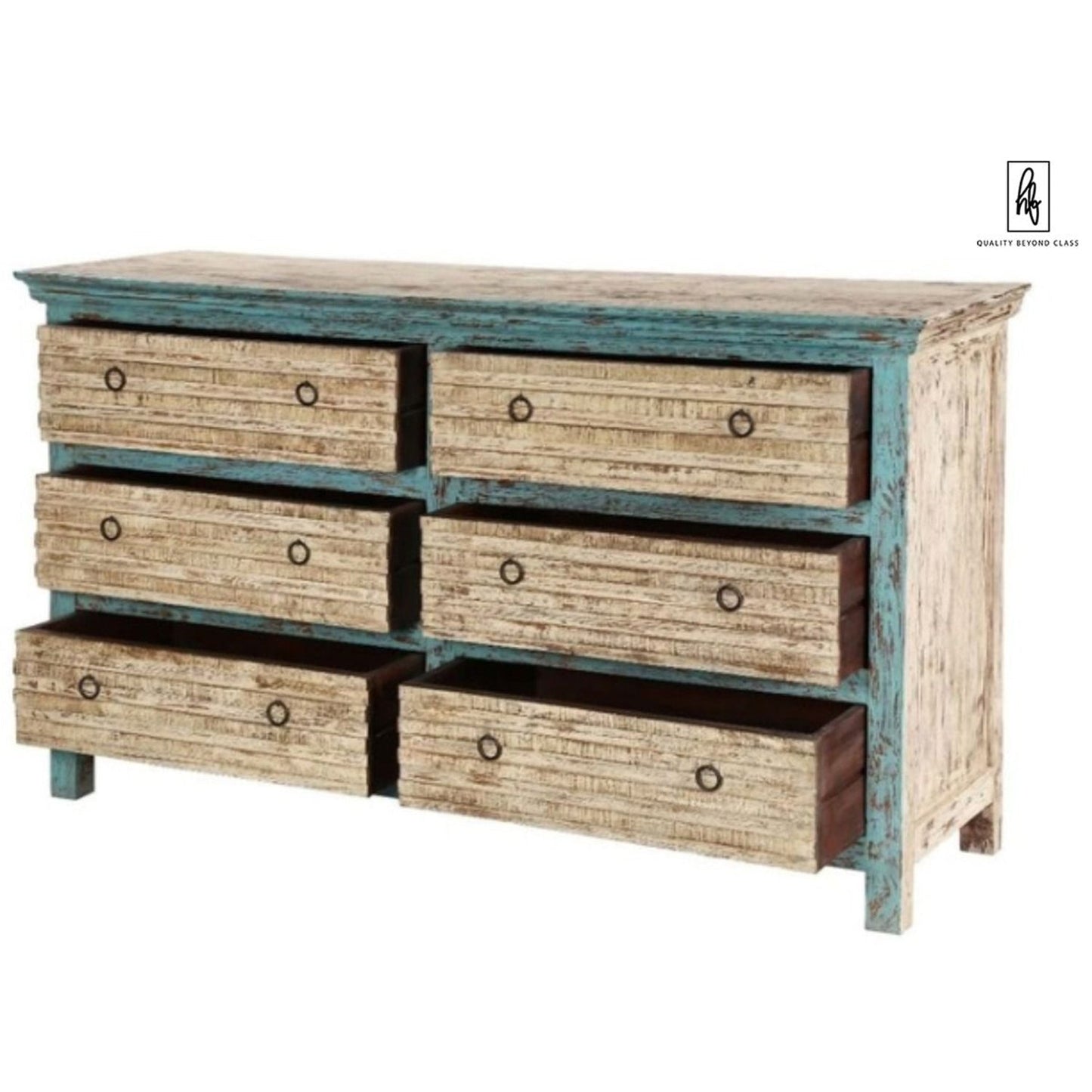 ANGEL Mango Wood Bedroom Dresser With Six Drawers by Hibashi Furniture – handcrafted solid wood furniture made in India