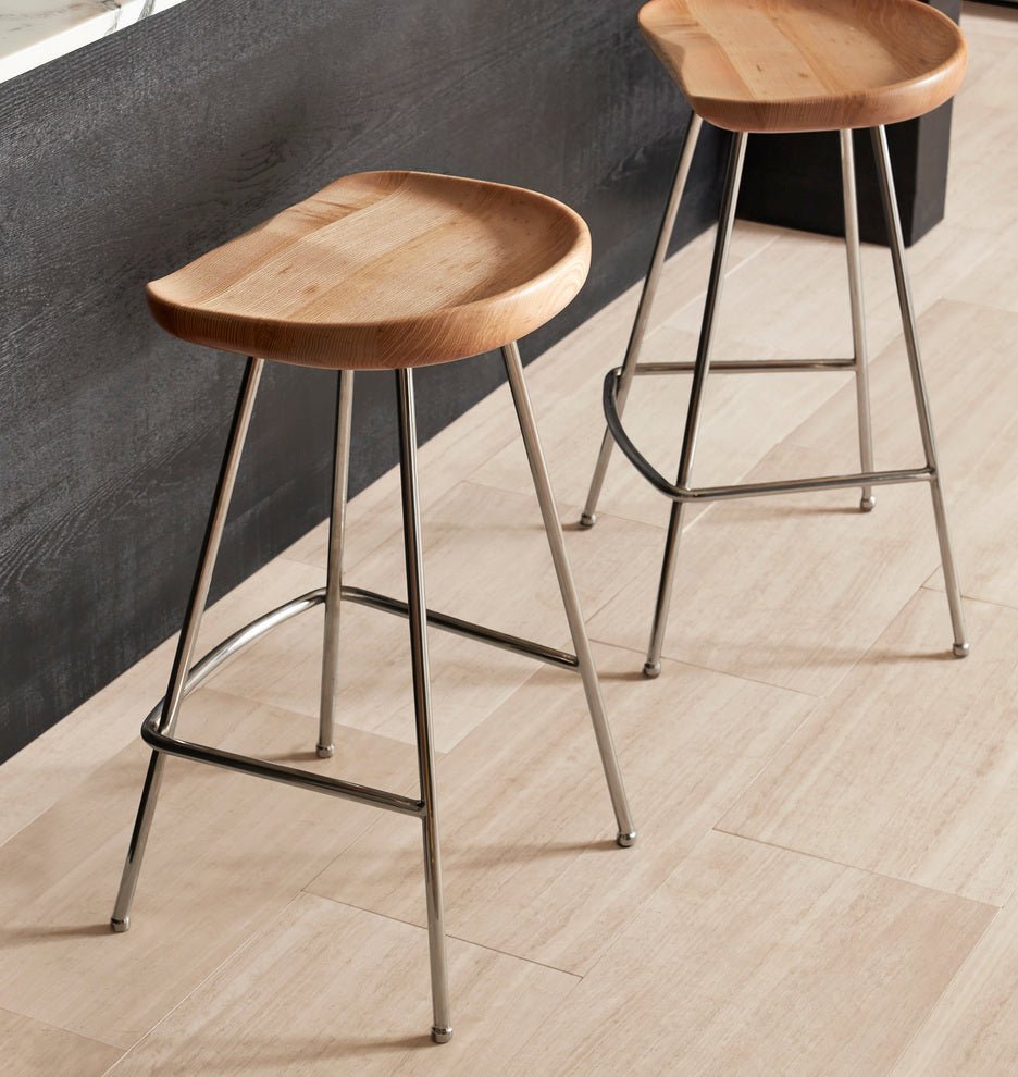 Angeles Counter Stool with Metal Legs by Hibashi Furniture – handcrafted solid wood furniture made in India