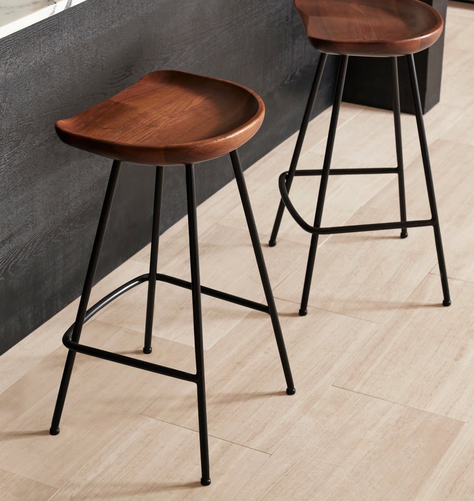 Angeles Counter Stool with Metal Legs by Hibashi Furniture – handcrafted solid wood furniture made in India