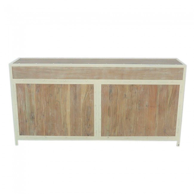 ANGLE METAL AND TIMBER SIDEBOARD XL - White wash - 180 - 40 - 90 – handcrafted solid wood furniture