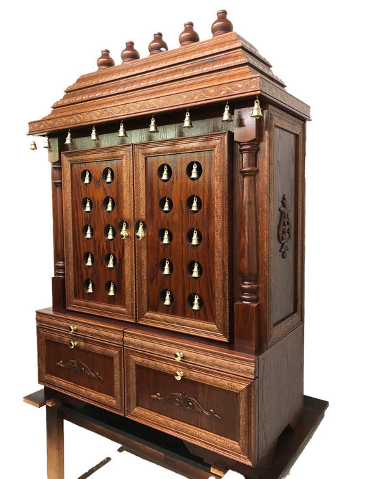 Astha Hand Carved Indian Solid Wood Indoor Temple / Mandir – handcrafted solid wood furniture
